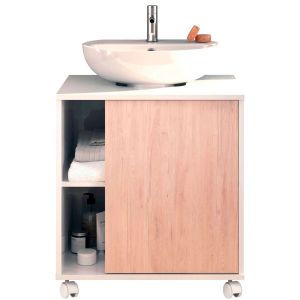 Mueble baño bajo lavabo pie armario auxiliar, briebe esencia blanco