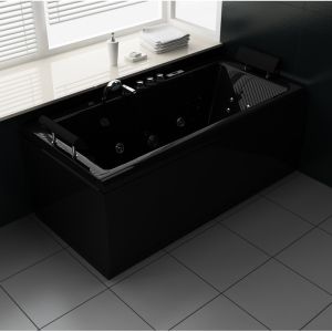 Ecode® bañera de hidromasaje "denia black" 170x81x64cm eco-8529b