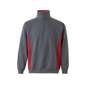 Sudadera bicolor cremallera 2xl gris/rojo