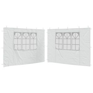 vidaXL paredes laterales de carpa de fiesta con ventana 2uds pe blanco