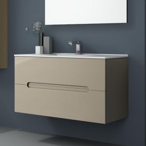 Mueble baño y lavabo victoria 100x45cm acabado moka mate 2 caj. Suspendido