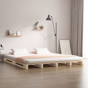 Cama -150x200 cm de palets madera maciza de pino king size