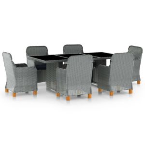 vidaXL set comedor jardín 7 pzas y cojines ratán sintético gris claro