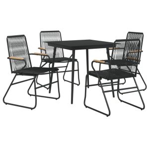 vidaXL juego de comedor de jardín 5 piezas ratán PVC negro