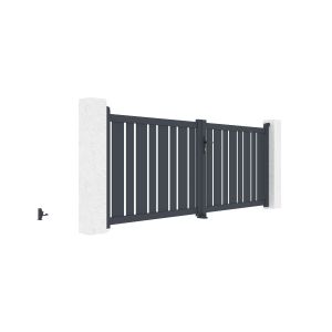 Pack puerta abatible 300c120 veymont + 2 postes eifel a.166cm gris