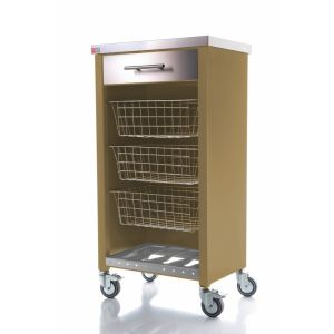 Carro de cocina con ruedas, verdulero chelsea, encimera en acero inoxidable