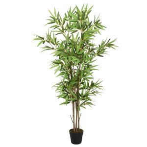 vidaXL árbol de bambú artificial con 552 hojas verde 120 cm