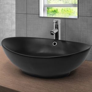 Lavabo sobre encimera, 59x38x19 cm negro ml-design