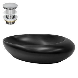 Lavabo ovalado 58,5 x 37,5 x 14,5 cm negro