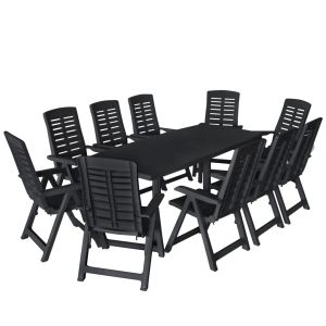 vidaXL conjunto de comedor de jardín 11 piezas plástico gris antracita