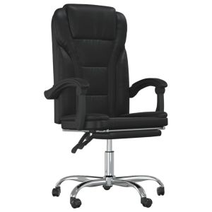 vidaXL silla de oficina reclinable cuero sintético negro