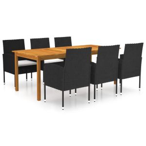 vidaXL juego de comedor para jardín de 7 piezas negro