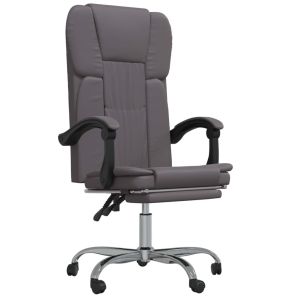 vidaXL silla de oficina reclinable cuero sintético gris