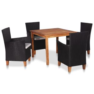 vidaXL set de comedor de jardín 5 pzas ratán sintético negro y marrón