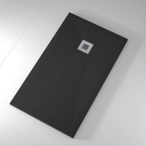 Plato de ducha pizarra onda negro  80x120 cm rejilla inox