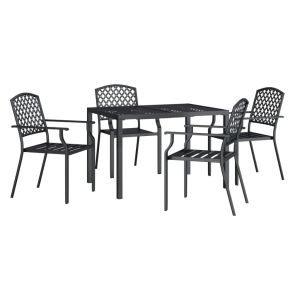 vidaXL juego de comedor de jardín 5 piezas acero gris antracita