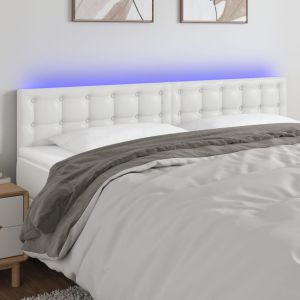 Cabecero con LED cuero sintético blanco 200x5x78/88 cm