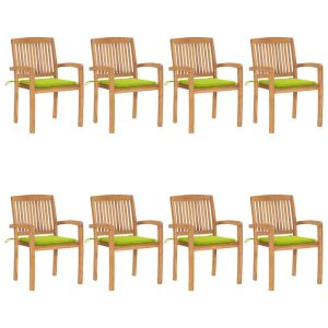 vidaXL sillas de jardín apilables 8 uds madera de teca con cojines