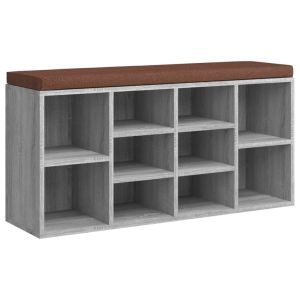 vidaXL banco zapatero madera contrachapada gris sonoma 103x30x48 cm