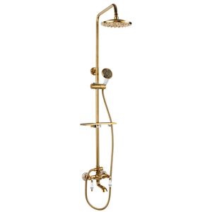 Columna de ducha para bañera retro, dorado