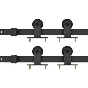 vidaXL kit de herrajes de puertas correderas acero negro 2 uds 183 cm