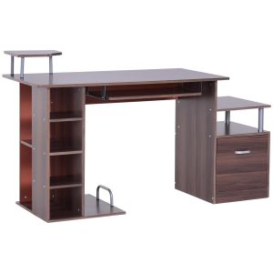 Mesa de ordenador metal, mdf color madera 152x60x80cm homcom