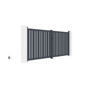 Pack puerta abatible 350c160 veymont + 2 postes eifel a.190cm gris