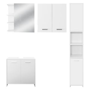 Set de 4 armarios baño bajo alto y coLGante coLGante mueble blanco moderno