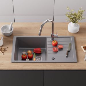 Fregadero de cocina fregadero de granito 78x45, fregadero con escurridor