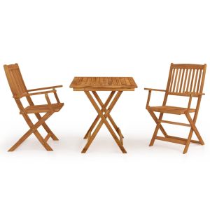 vidaXL comedor de jardín plegable 3 piezas madera maciza de acacia