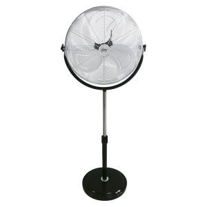 Ventilador de pie industrial, con base circular. Cromado/negro potencia: