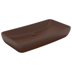 vidaXL lavabo de lujo cerámica rectangular marrón oscuro mate 71x38 cm