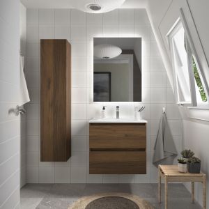 Mueble baño bequia 70cm + lavabo cerámica| nogal|70x45x56