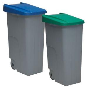 Well home set de 2 contenedores cerrados de 110l azul+verde h.88cm