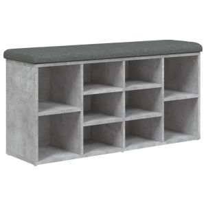 vidaXL banco zapatero madera de ingeniería gris hormigón 102x32x50 cm