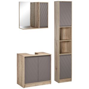 Conjunto de baño melamina de madera bicolor 30x24x170 cm Homcom