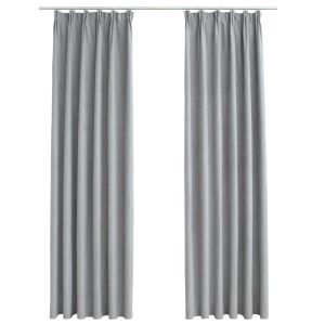 vidaXL cortinas opacas con ganchos 2 unidades gris 140x245 cm