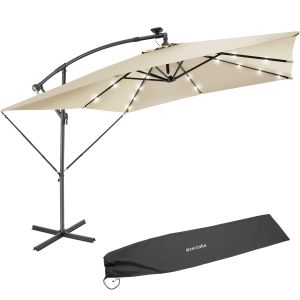 Parasol sunna con luces solares LED y manivela 2,5 x 2,5 m