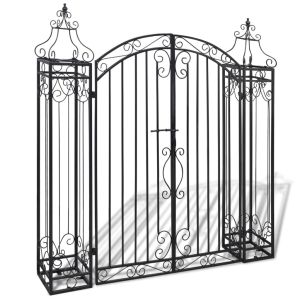 vidaXL puerta de jardín decorativa de hierro forjado 122x20,5x134 cm