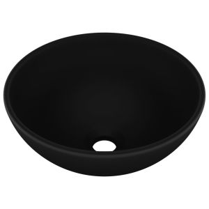 vidaXL lavabo de lujo redondo cerámica negro mate 32,5x14 cm