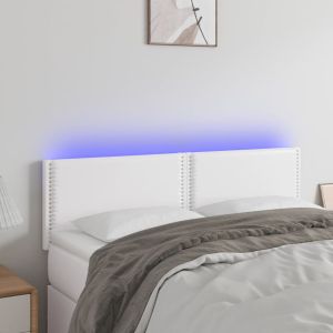 Cabecero con LED cuero sintético blanco 144x5x78/88 cm