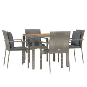 vidaXL set comedor de jardín 5 piezas con cojines ratán sintético gris