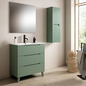 Mueble baño, lavabo, espejo y aplique LED boreal 80x45cm verde lago c/patas