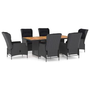 vidaXL set comedor jardín 7 pzas cojines ratán sintético gris oscuro