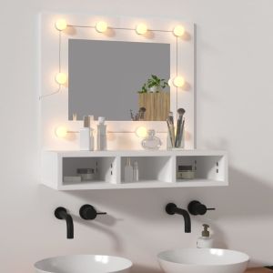 Mueble con espejo y luces LED blanco 60x31,5x62 cm es9909