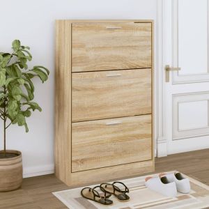 Mueble zapatero madera contrachapada roble sonoma 63x24x103 cm