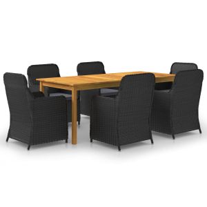 vidaXL juego de comedor para jardín de 7 piezas negro