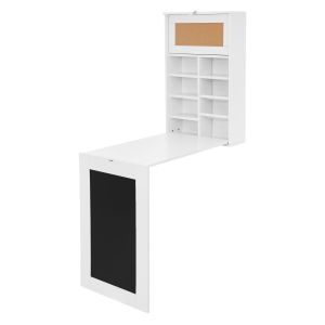 Mesa de pared con tablero y estante plegable blanco de mdf ml-design