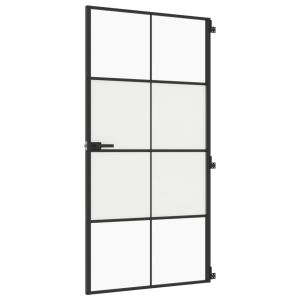 vidaXL puerta interior delgada negra vidrio y aluminio 102,5x201,5 cm