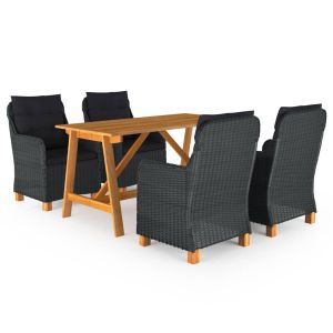 vidaXL juego de comedor para jardín de 5 piezas gris oscuro